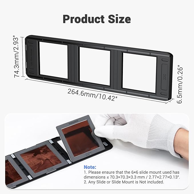 JJC Slide Mount Holder for 6x6 Medium Format Film Compatible with Film Scanners Copying Equipment, Holds 3 Negative Frames On Digitizing Adapter Set