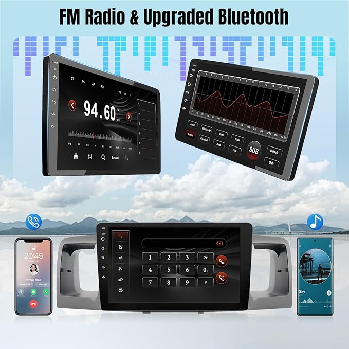 Leadfan Car Radio for Toyota Corolla 2003 2004 2005 2006 2007 2008, with Wireless Carplay, Android Auto, FM, Plug and Play/GPS Navi/SWC (for Corolla 2003-2008 with JBL&Big Screen, 2+32G)