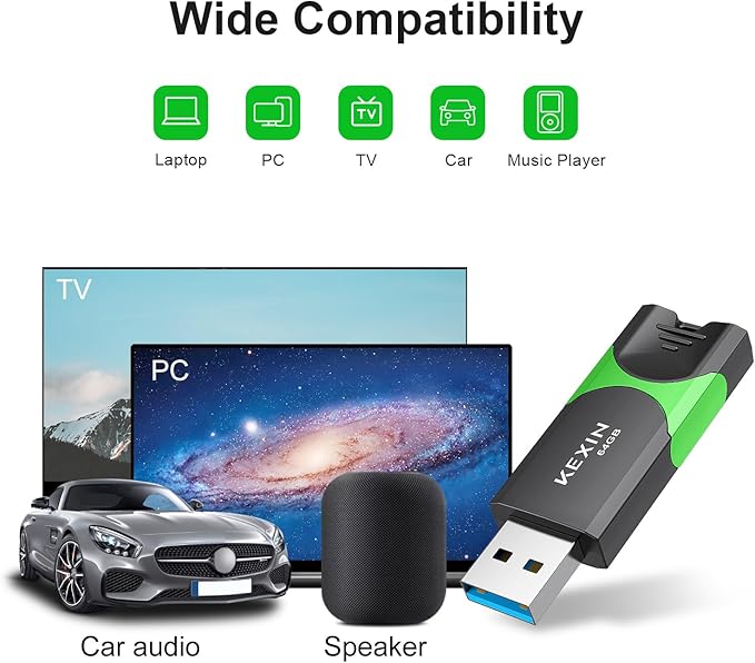 KEXIN 64 GB Flash Drive 10 Pack USB 3.0 Flash Drive 64G Thumb Drive 3.0 Memory Stick Data Storage USB Stick with LED Indicator,64G 10Pack Black+ Green