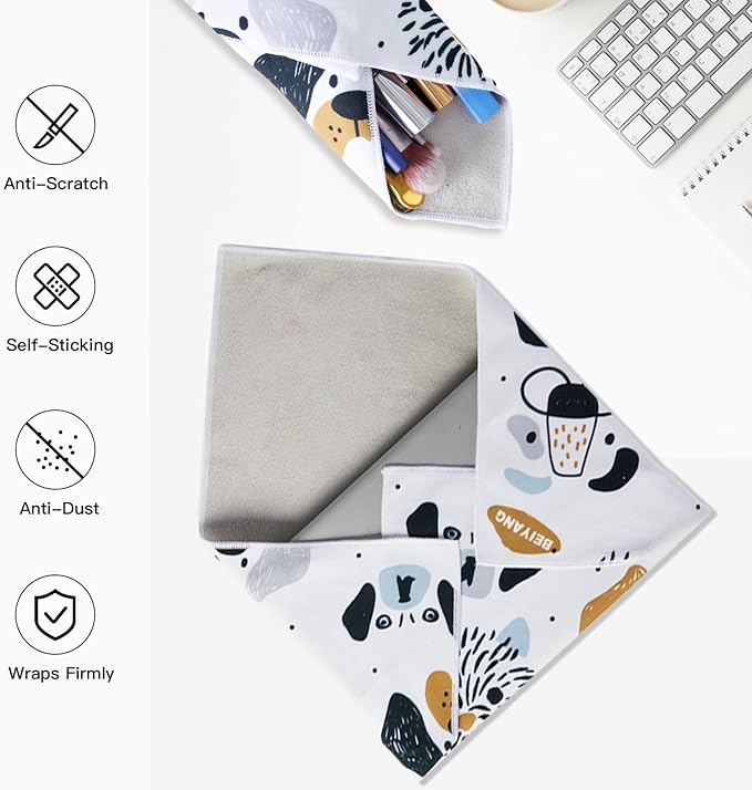 BEIYANG Camera Protective Wrap, 22x22 Inch Lens Protector Wrapper, Magic Self-Adhesive Cloth for Camera/Lens/Phone/DSLR/Laptop/Accessories, Anti Scratch Equipment Wrap Storage Pouch