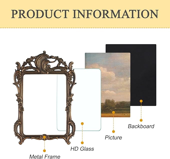 NIKKY HOME Vintage Photo Frame 5x7, Antique Picture Frames, Bronze Gold Decorative Photo Frame with Stand and Glass Front for Tabletop Photos Display Gift Ideas