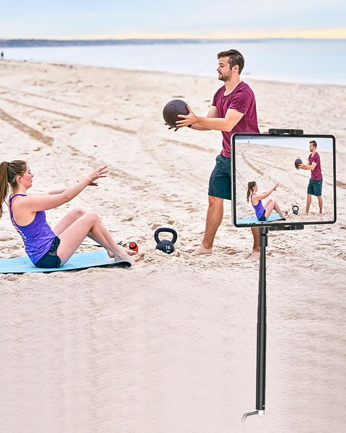 woleyi Tablet Golf Monopod Selfie Stick for iPad Holder, Adjustable Golf Tablet Stand Mount for Training Aid, Record Swing, Alignment Rod for 4-13" iPad Pro Air Mini, iPhone, Galaxy Tabs, Z Fold, Fire