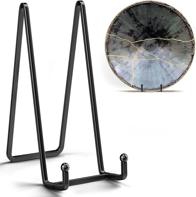14 Inch Heavy Duty Plate Stand (2 Pack) – Metal Display Easel for Large Plates, Platters, Picture Frames, Plaques, Signs and Posters