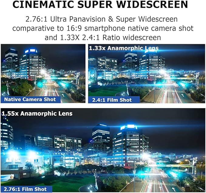 1.55X Anamorphic Lens for iPhone 12 Pro Max Phone Movie Lens Shot by FilmicPro Smartphone Filmmaking Cinematic Deformation Lens