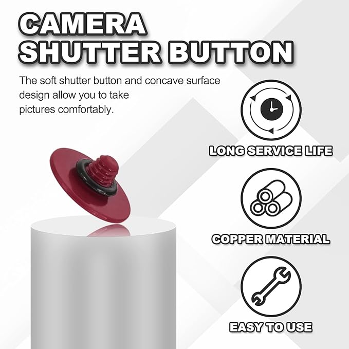 PATIKIL Camera Shutter Button, 2 Pack 10mm Convex Surface Shutter Release Buttons Pure Copper Camera Button for Nikon for Fujifilm for Leica DSLR/SLR, Dark Red