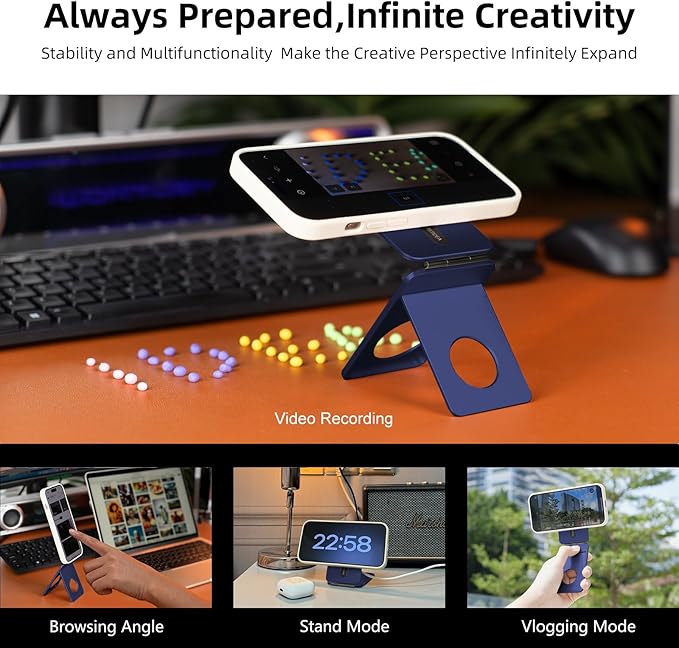 Magnetic Tripod for iPhone, Aluminium Phone Tripod Stand Compatible with Magsafe iPhone 17/16/15/14/13/12 Series, Foldable Strong Magnetic Phone Stand & Travel Essentials Accessories