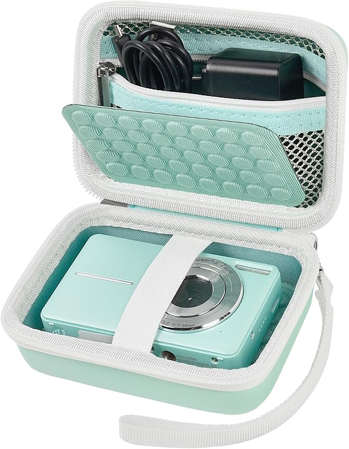 Boobowl Digital Camera Case Compatible with CAMKORY/for Lecnippy/for Lecran/for KODAK PIXPRO/for Qumcou/for WONNIE Point & Shoot Cameras, Small Compact Camera Pouch for SD Card Accessories (Green)