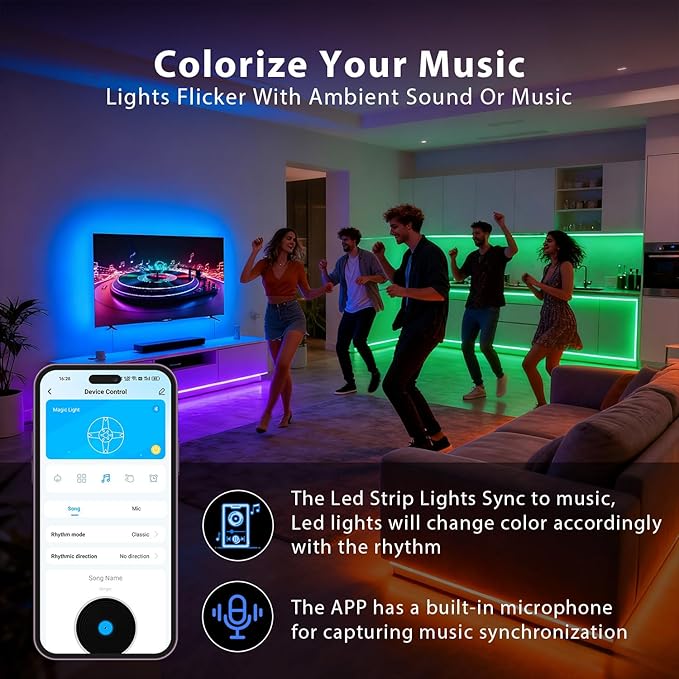 DAYBETTER Led Strip Lights 400 ft (4 Rolls of 100 ft) Smart Led Light Strips with Remote and App Control, RGB Music Sync Color Changing Led Lights for Bedroom, Kitchen, Party, Home Decor
