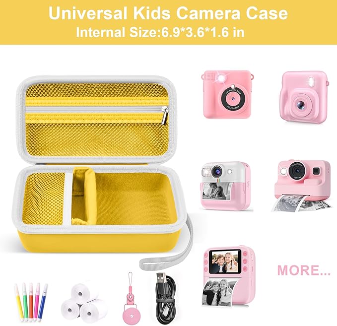 Grapsa Case Compatible with ESOXOFFORE for Dylanto for Anchioo for WEEFUN for GKTZ for Amzelas for Mafiti Instant Print Camera for Kids, Film Camera Storage Holder Organizer Bag (Box Only)- Yellow