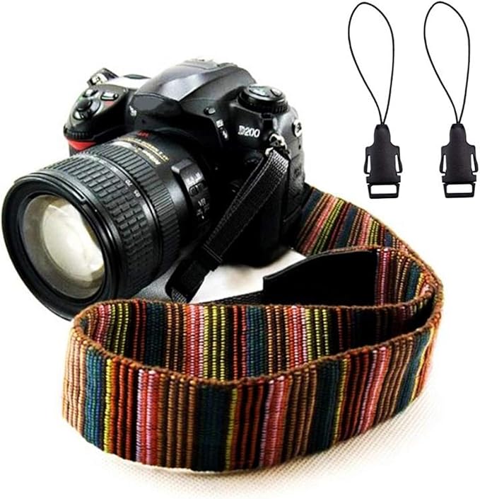 WANBY Camera Strap Canvas Multicolor Neck Shoulder Camera Strap with Quick Release Buckles for DSLR SLR