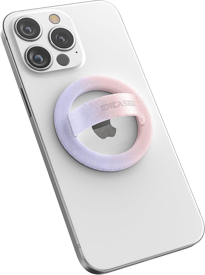Encased Magnetic Phone Grip Holder, Compatible with MagSafe - Cute Color Combo Iridescent Silicone Finger Loop Ring for iPhone (Gradient Halo)