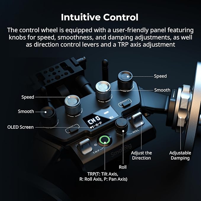 SmallRig Gimbal Control Wheels for DJI RS2 / RS 3 Pro/RS 4 / RS 4 Pro | Intuitive Control | Adjustable Damping | Dual Power Supply, for Heavy Duty Tripod - 4525