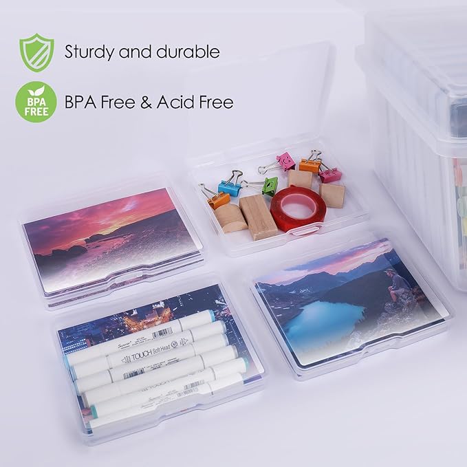 YOPIKUU Photo Storage Box 5" x 7", Extra Large Photo Organizer Storage Container with 18 Inner Case, Seed Organizer Craft Storage Box Pictures, Arts, Crafts, Sewing, Stickers, Seeds, Office Supplies