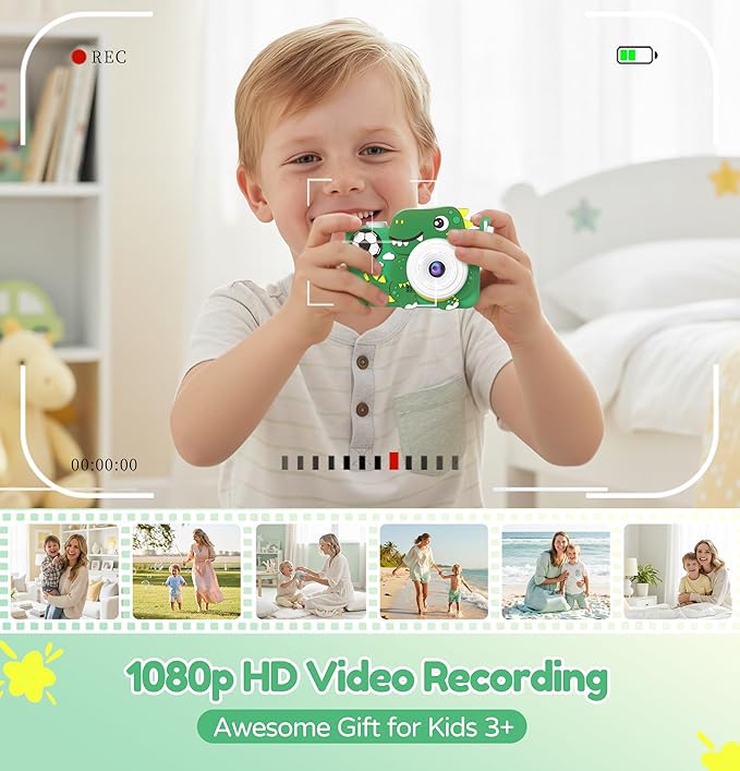 Kids Camera for Boys with Tripod & 32GB Card, 1080P HD Toddler Digital Video Camera, Portable Travel Toys Best Birthday Festival Gifts for Boy 3 4 5 6 7 8 9 10 Year Old