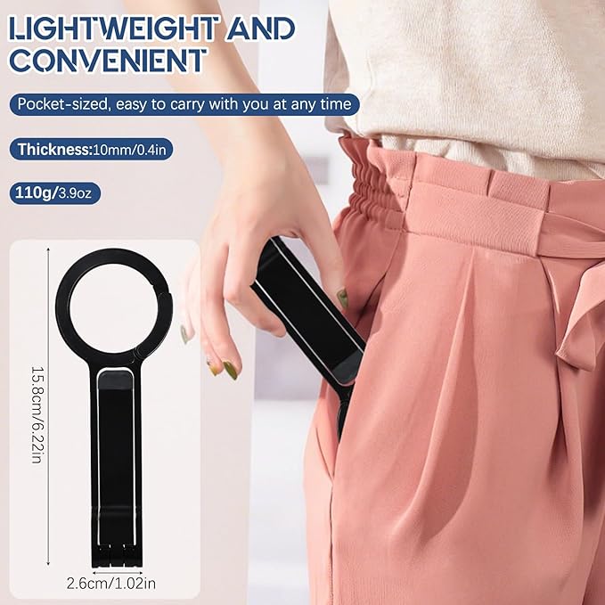 Magnetic Phone Tripod Stand, Foldable Magnetic Pocket Phone Tripod, Aluminum Alloy Mini Portable Cell Phone Stand Magnet Quick Mount,Suitable for Daily Shooting (Black)