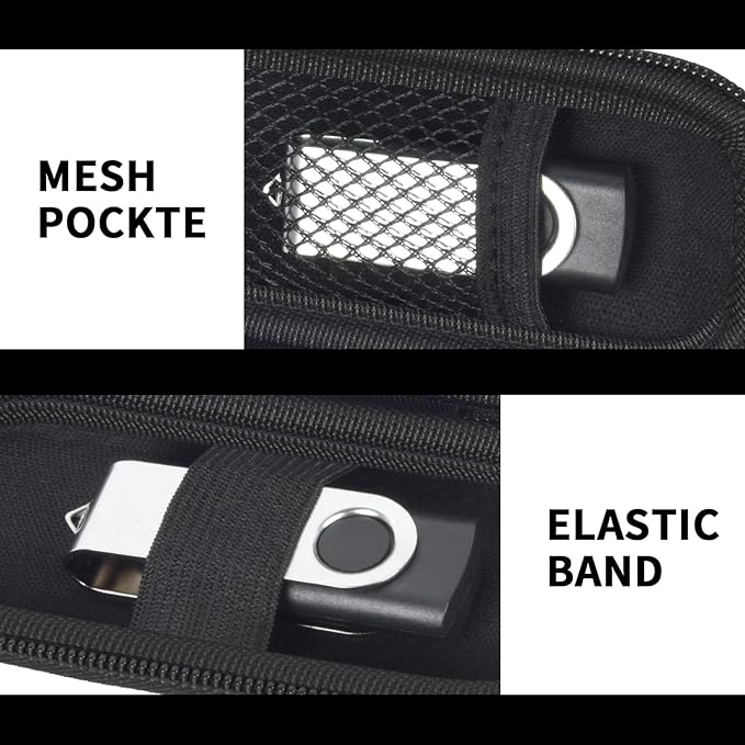 USB Flash Drive Case, SD Card Holder Compatible with Thumb Drive, Memory Cards, SDXC SDHC Storage Bag, Electronic Accessories Organizer for SanDisk for Samsung for Inland (All Black)