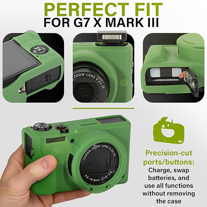 STSEETOP Camera Case for Canon PowerShot G7X Mark III - Protective Silicone DSLR Skin with Lens Cover, Detachable Cage, Shockproof, Dustproof (Camouflage)