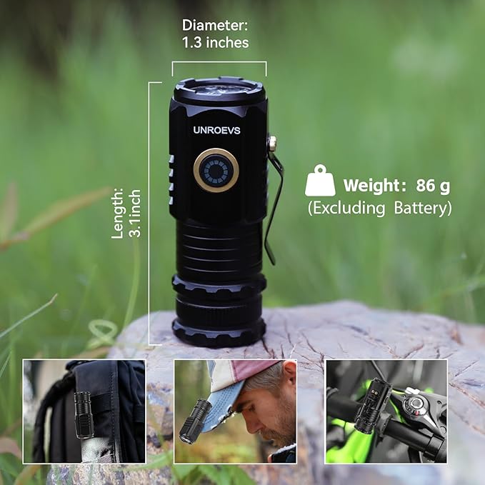 Mini Flashlight 2550 Lumens Rechargeable USB C Charging, Small High Lumens 5 Modes Pocket Flash Light with Clip, Magnetic for EDC, Camping, Hiking, Emergency (4 Pack)