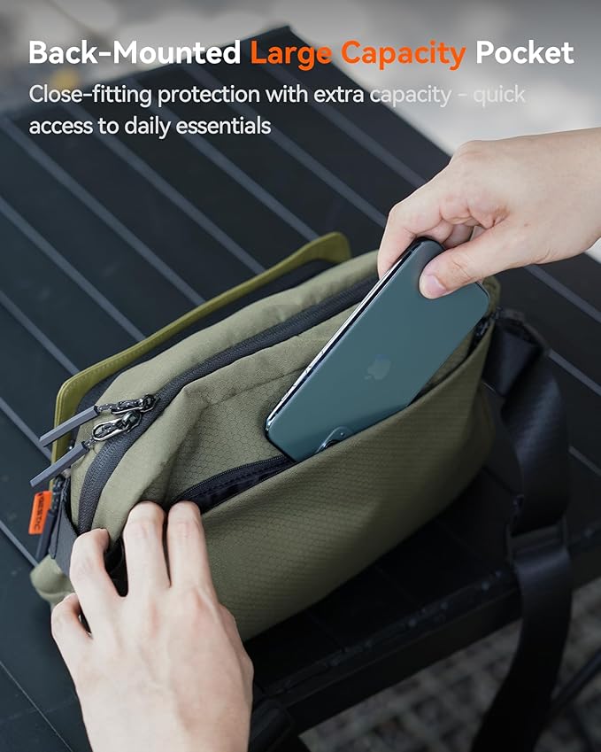 Camera Sling Bag, Everyday Shoulder Bag, Multifunction Portable Travel Bag with Tripod Holder, for Lightweight DSLR/SLR/Mirrorless Small Camera & Gaming Gear - Olive Green