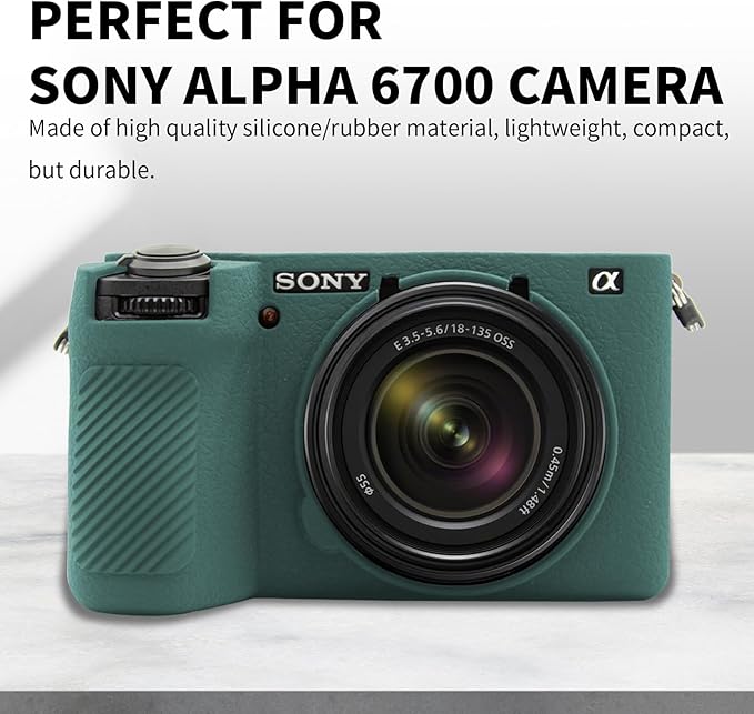 Easy Hood Camera Case for Sony Alpha 6700, Soft Silicone Protective Cover a6700 DSLR Camera Anti-Scratch Slim Fit Body Skin Protector Housing Sleeve for Sony A6700 Mirrorless Camera Green