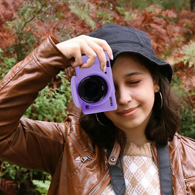 Camera Case for Sony ZV-1, ZV1 Camera Cover Silicone Camera Sleeve Body Skin Protective Case with Removable Lens Cap for Sony ZV 1 Digital Camera, Purple
