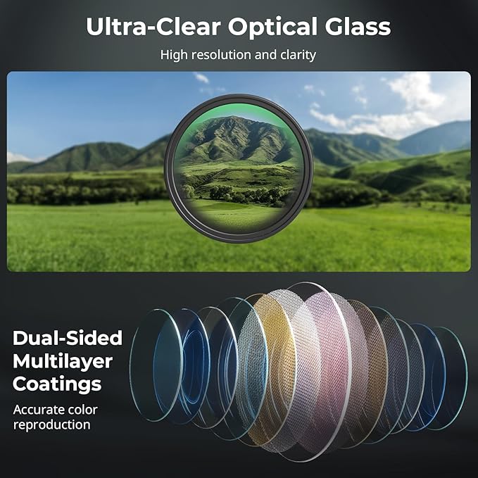 SmallRig Magnetic 67mm VND Filter ND64-ND400 (6-9 Stop), Adjustable ND Filter for iPhone 16 / S24 Ultra/for Vivo X100 & 67mm Camera Lenses, No X Cross HD Optical Glass, with Threaded Adapter - 5169