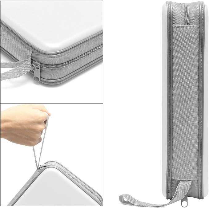 CD Case Holder, 80 Capacity CD/DVD Case Holders Wallet Hard Plastic CD DVD Disc Cases Storage Binder for Car Home Office Travel (White)