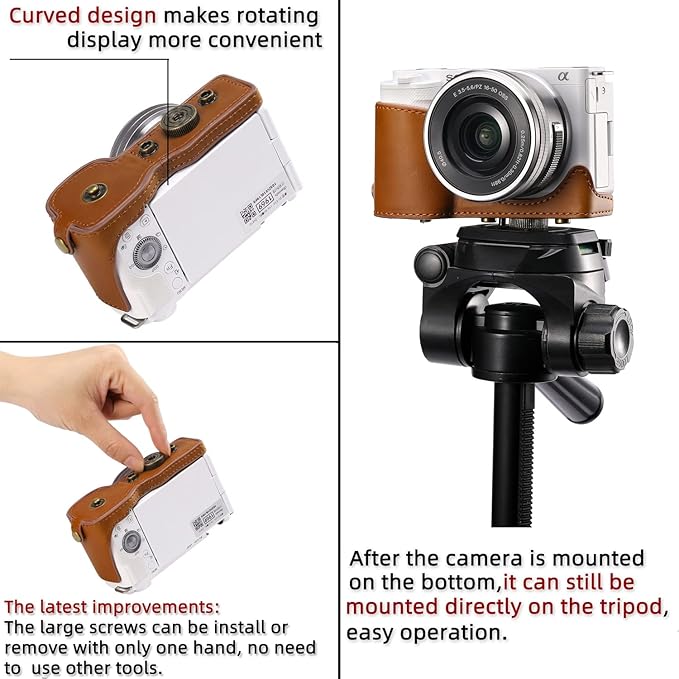 Hargedis XEVN for Sony ZV-E10 case,for Sony ZV-E10 case,Premium PU Full Body Leather Camera Case Bag for Sony Alpha ZV-E10 Fit 16-50mm Lens with Camera Shoulder Strap