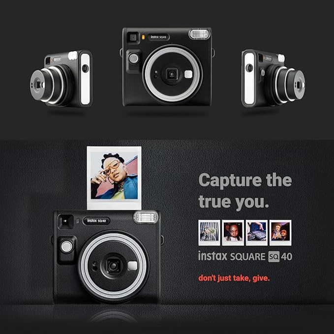 Fujifilm Instax Square SQ40 Instant Camera Black + 20 Instax Film Prints + More