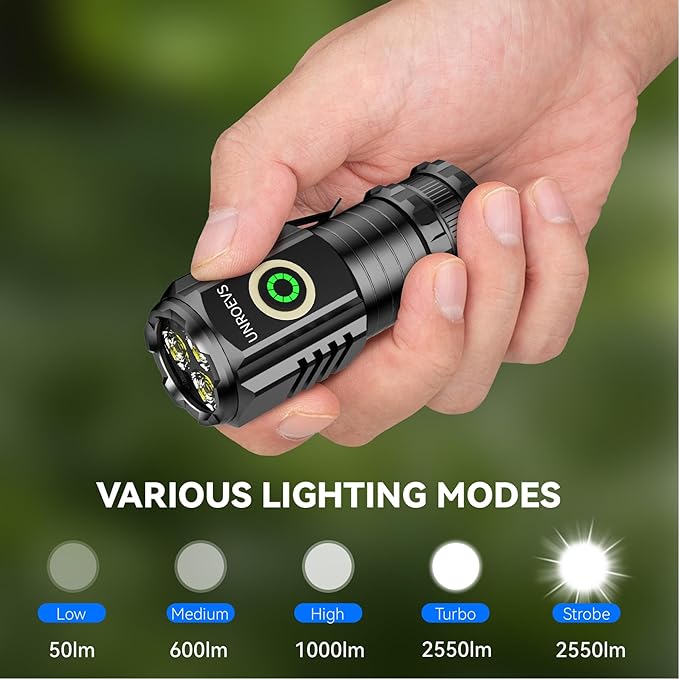 LED Mini Flashlight with Magnet,Super Bright Small Pocket Flashlight,5 Modes USB C Rechargeable, IPX6 Magnetic Flashlight for EDC Camping Outdoor.