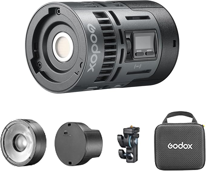 Godox RS60R RGB LED Video Light,Mini Size 60W Power,CCT/HSI/RGBW/FX Mode,with Detachable Battery,Support E27 Socket/USB/NPF/V-Mount Battery Power for Photographers,Filmmakers,Studios