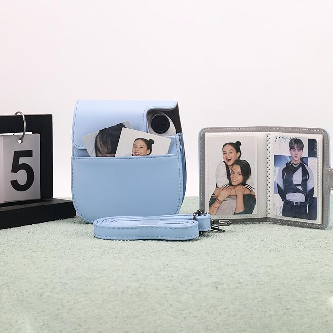 Frankmate Protective Case Compatible with Fujifilm Instax Mini 12 11 9 8 Instant Film Camera with Accessory Pocket and Adjustable Strap