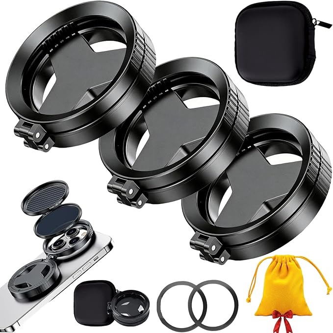 Anti-Glare Magnetic Phone Filter, 2026 Upgraded Flawless Filter, Professional 52mm Polarizing Filter, Reduces Reflections & Enhances Colors for Glass & Product Photography (3 Pcs)