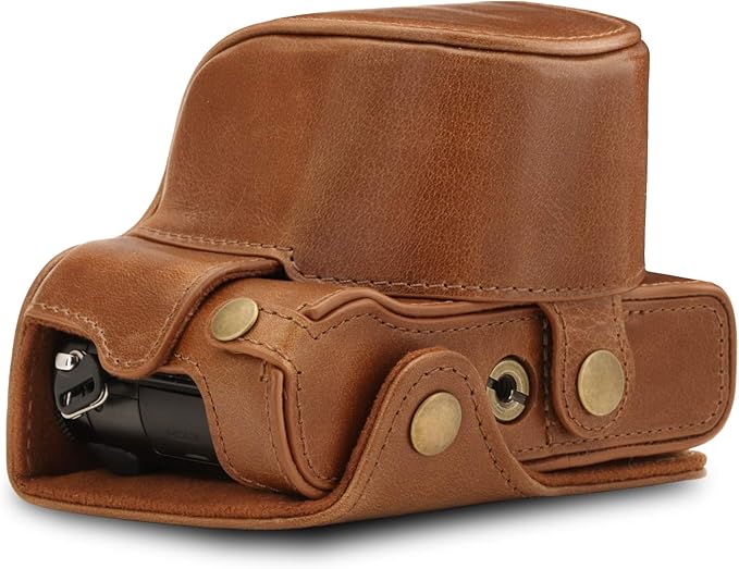 MegaGear MG1565 Ever Ready Genuine Leather Camera Case Compatible with Panasonic Lumix DC-LX100 II - Brown