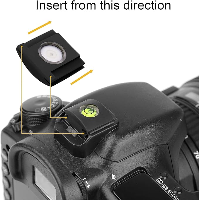 ChromLives 4Pack Camera Hot Shoe Cover Level with Spirit Level Bubble, Universal Fit for DSLR Cameras, Black Rubber, Wall Mount