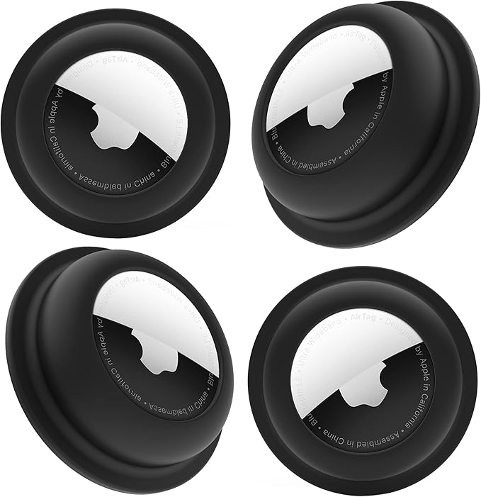 for Airtag Holder, Stick-On Mount for AirTag, Adhesive for Airtag Holder Case for Wallet Bike Tv Remote Car, for Airtag Sticker Stick, Compatible with AirTag (4 Black)