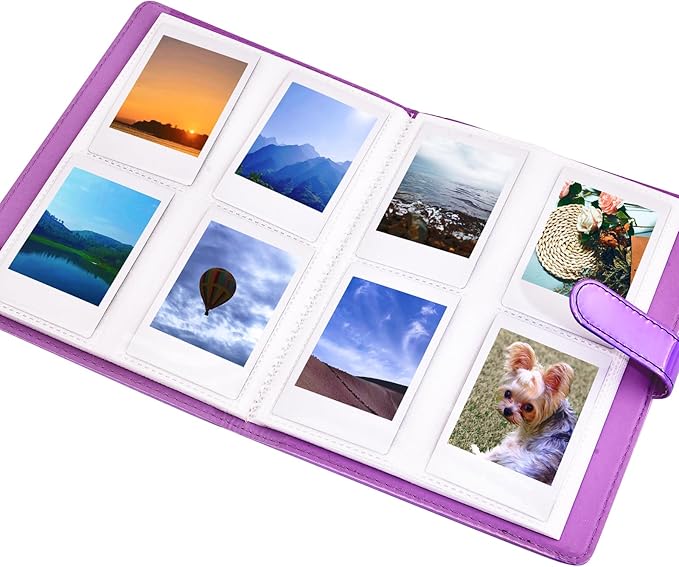 Sunmns Accessories Bundle Kit Compatible with Fujifilm Instax Mini 12 11 9 8 90 70 Instant Camera, Include Album, Film Stickers, Photo Frames, Hanging Frame, Strap (Bright Purple)