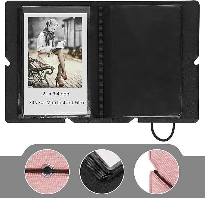 Lifting 2 Pack Mini Photo Album with 28 Pocket 2x3 Inch Pictures Fits for Fujifilm Instax Mini 7s 8 9 11 25 26 40 50s 90 Evo Z2300 Instant Camera, Polaroid Snap,Kpop Photocard Holder (Pink)