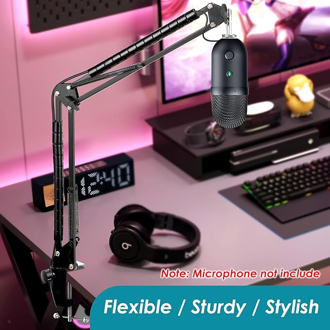 Adjustable Mic Boom Arm for Razer Seiren – Compatible with Seiren X, Mini, V2 X & V2 Pro | Streaming & Podcast Stand