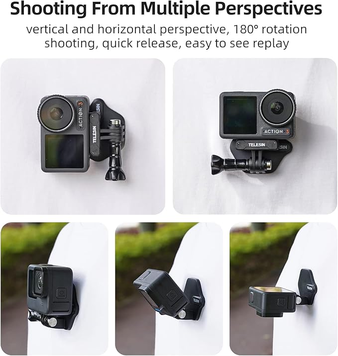TELESIN 360° Magnetic Chest Mount + Neck Strap Necklace Lanyard, Magnet Body Mounts POV Selfie Holder Attach Accessories for GoPro Max Hero 13 12 11 10 9 Insta360 X5 X4 Ace Pro DJI Action 5 Pocket 3