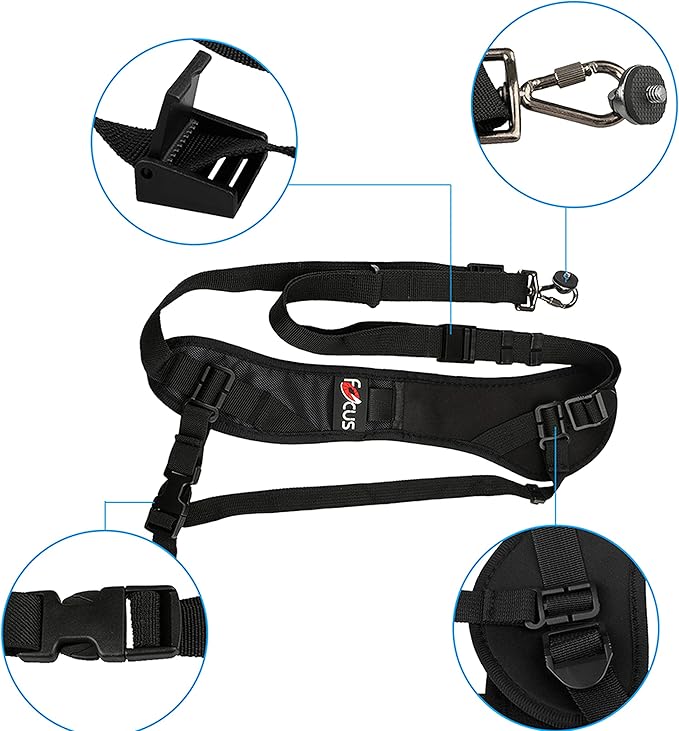 Fotasy Ergonomic Design Camera Sling Strap, Adjustable Camera Neck Strap, w/Quick Release and Safety Tether, Compatible with Canon Fujifilm Nikon Olympus Panasonic Pentax Sony Cameras