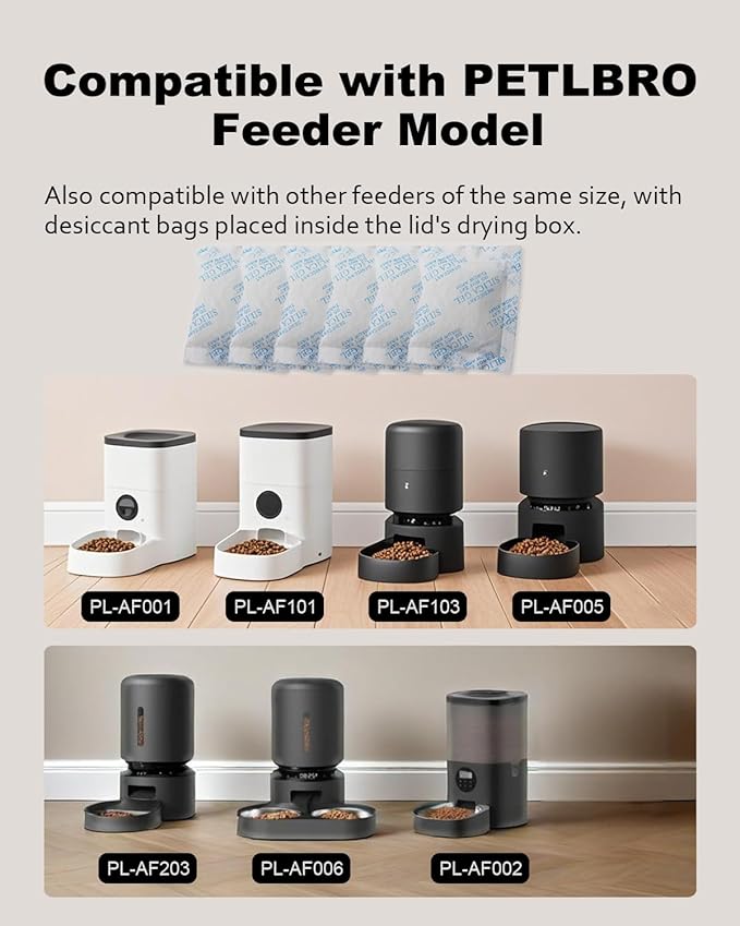 Replaced Desiccant Bags for Most Automatic Cat and Dog Feeders - 6 Packs, Desiccant Bag Replacement Compatible with Petlibro & Petkit Pet Feeders, Keeps Pet Food Fresh