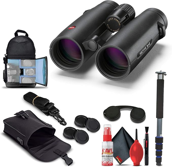 Leica 8x42 Noctivid Binoculars (Black) (40384) + Backpack + Full Size Monopod + Cleaning Set + 2 x Cap Keeper + Neck Strap