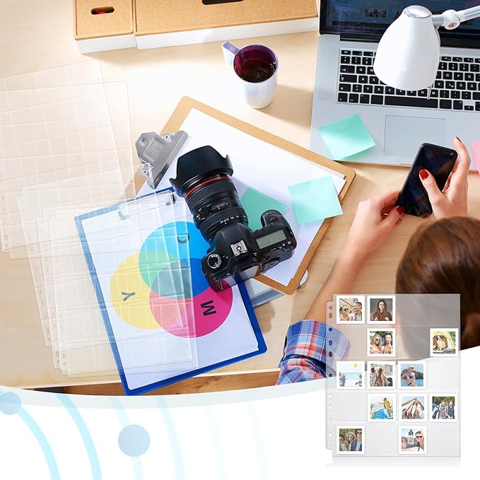 Fuyoooo 100 Pack Protective Photo Slide Pages Holds 20 35mm Slides Top Loading Photo Page Sleeves for 3 Ring Binder Holds 2000 2 x 2 Inch Photos Archival Slide Storage Album Refill Preservers