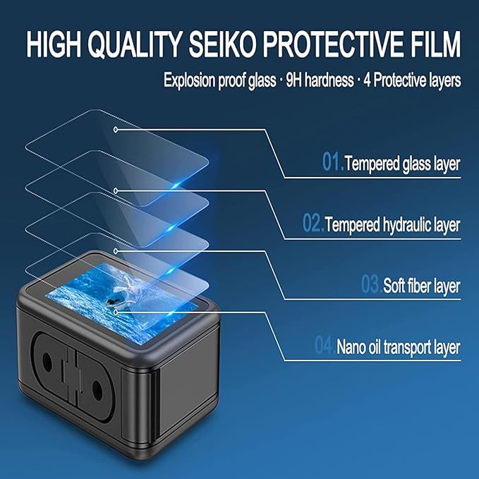 9 pcs Screen Protector Compatible with GoPro HERO 13 Black, Ultra Clear Tempered Glass Screen Protector + Tempered Glass Lens Protector + Tempered Glass Front LCD Display Film for GoPro HERO 13 Accessories