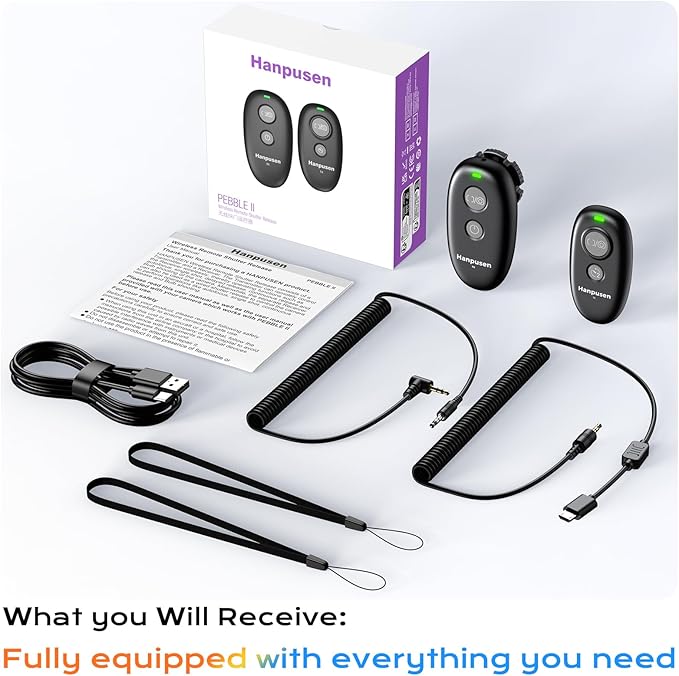 Rechargeable Wireless Camera Remote Control for Fujifilm X-S20, X-S10,X-A5,X-T100,X-T50,X-H1,XF10,X-T200,X-E4,GFX 100II,X-M5,GFX100RF,X-E5, X-T30 II,X-E4, Upgrade Hanpusen Shutter Release