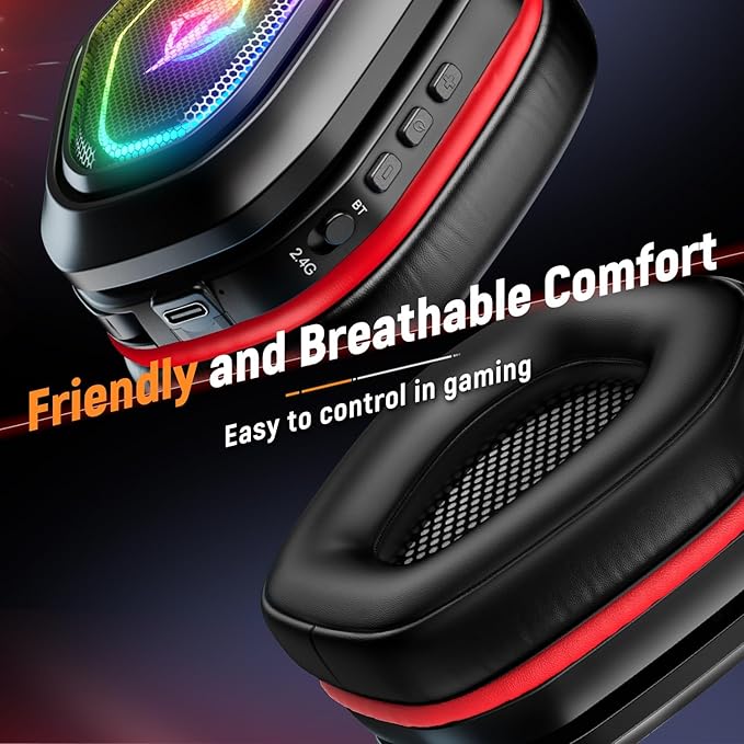 Ozeino 2.4GHz Gaming Headset Wireless with Flip Mic for Ps5, Ps4, PC, Gaming Headphones with USB-A & USB-C Transmitter, 40Hr Battery Gamer Headset for Laptop, Mobile, Mac