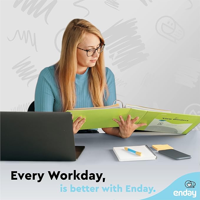 Enday 3 inch Binder (6 Pack - Assorted Colors) 3 Ring Binder 3 inch with Clear View Cover and 2 Inside Pocket - for Letter Size 8.5 x 11'' Paper, Ideal for School Supplies, Office, and Home
