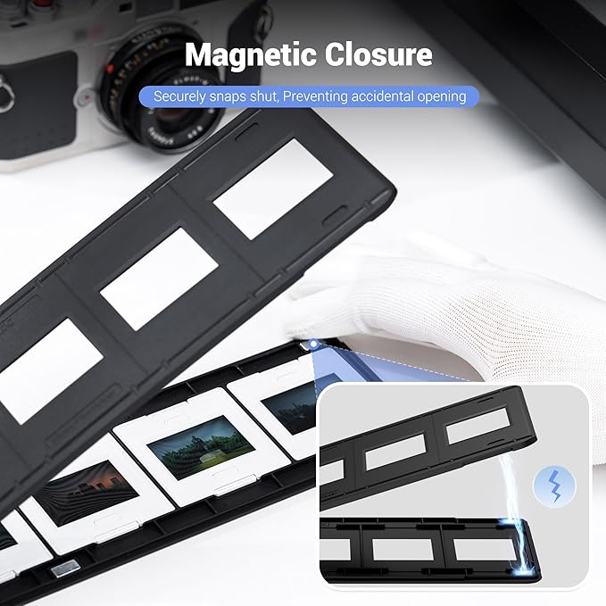 JJC Slide Mount Holder for 35mm Compatible with Film Scanners Copying Equipment, Holds 5 Negative Frames On Digitizing Adapter Set