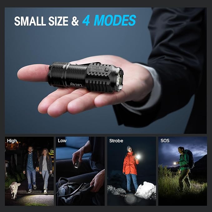 LETMY Rechargeable Mini Flashlights with Magnetic Base, 2 Pack Bright 3 LED Flash Lights, Small EDC Flashlight with Belt Clip, 4 Modes Portable Rechargeable Flashlights for Emergency Camping Home